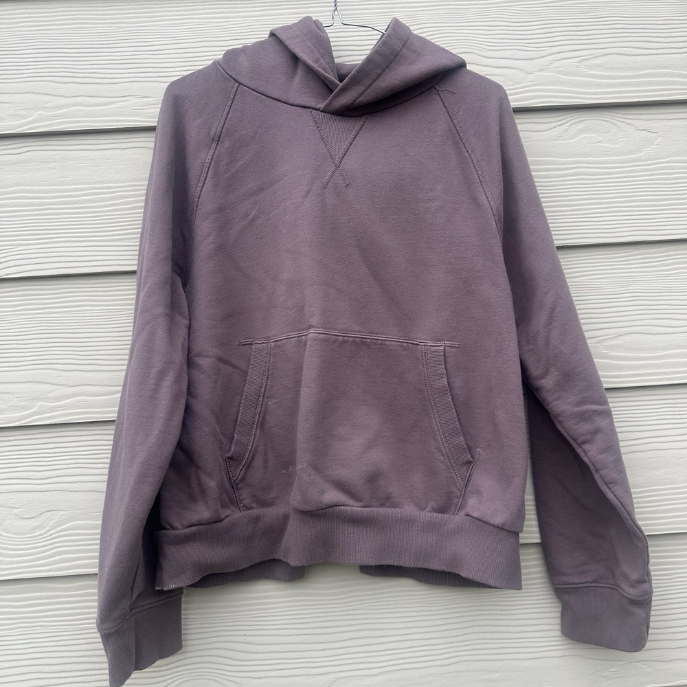 Athleta Casual Outdoor Hiking Brown Hoodie w/ Kangaroo Pocket Sz Large Open Back
